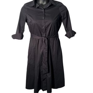 Lands End Belted Shirt Dress |Black |Size:6| Excellent Condition| Classy & Chic